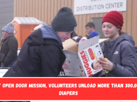 At Open Door Mission, volunteers unload more than 300,000 diapers