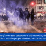 Germany's New Year celebrations are marred by firework pandemonium, with five people killed and rescue workers targeted.