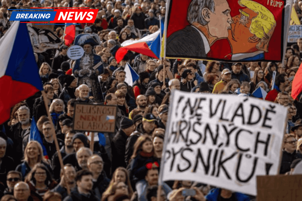Hundreds of thousands of people protest the Czech government in Prague